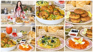 طاولة رمضانية جديدةروز على طريقة البرياني-دجاجة مشوية في الفرن-كفتة البطاطا-سلاطة أمك حورية-كفتاجي