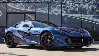 **sold** bj motors is pleased to offer another amazing 2018 ferrari
812 superfast in tdf blue over blu sterling chocolate interior. this
color combin...