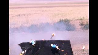 Slow Motion Explosion of Patriotic Egg Sculpture