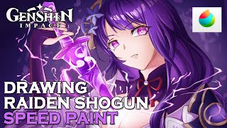 Drawing Raiden Shogun From Genshin Impact Speedart Medibang Paint Digital Painting Abs Art