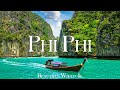 Phi Phi island 4K Amazing Aerial Film - Calming Piano Music - Natural Landscape