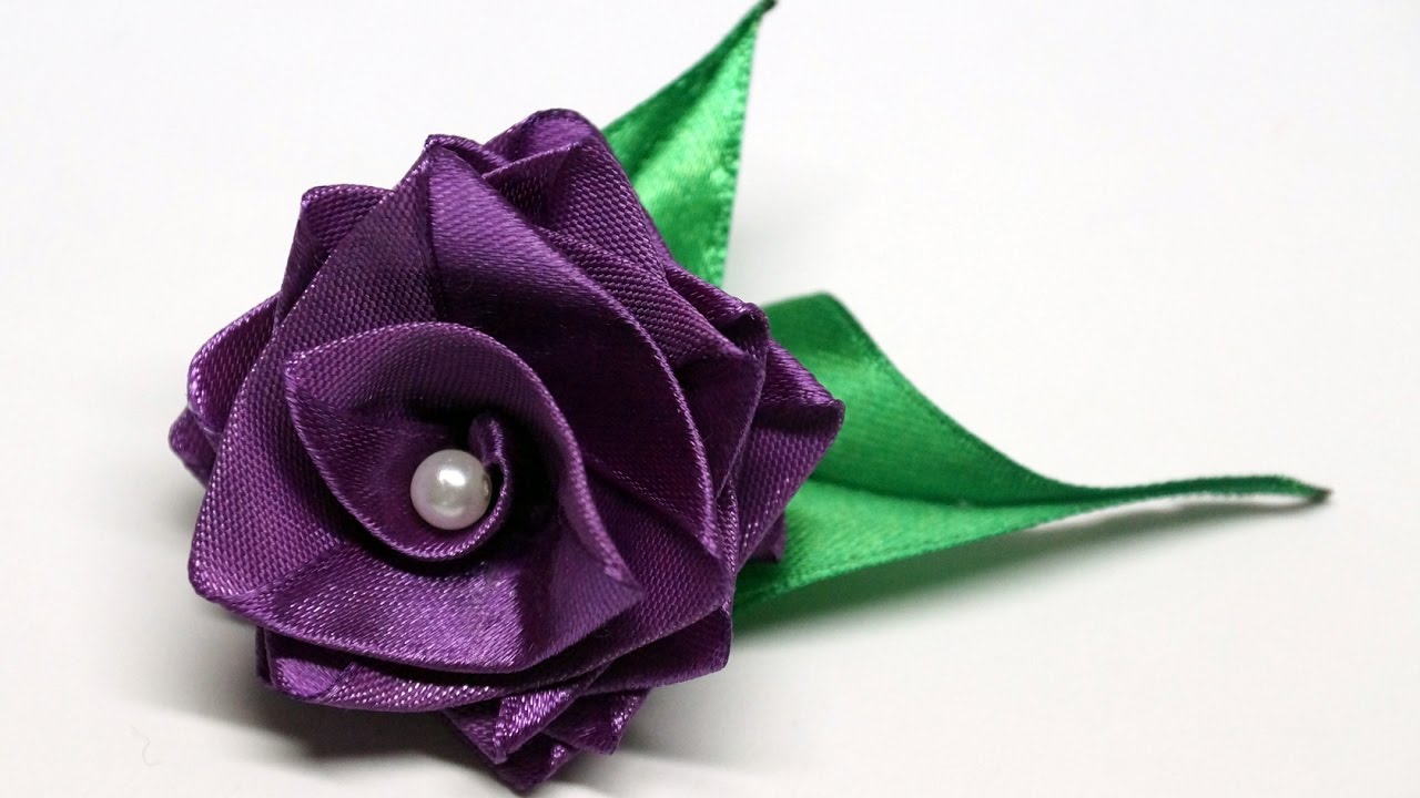 Flower making. Easy flowers making with satin ribbon. Rose tutorial ...
