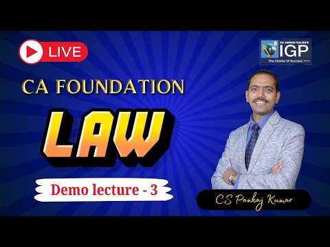 CA Foundation || Business Law || Demo Video-3 || By CS Pankaj Kumar