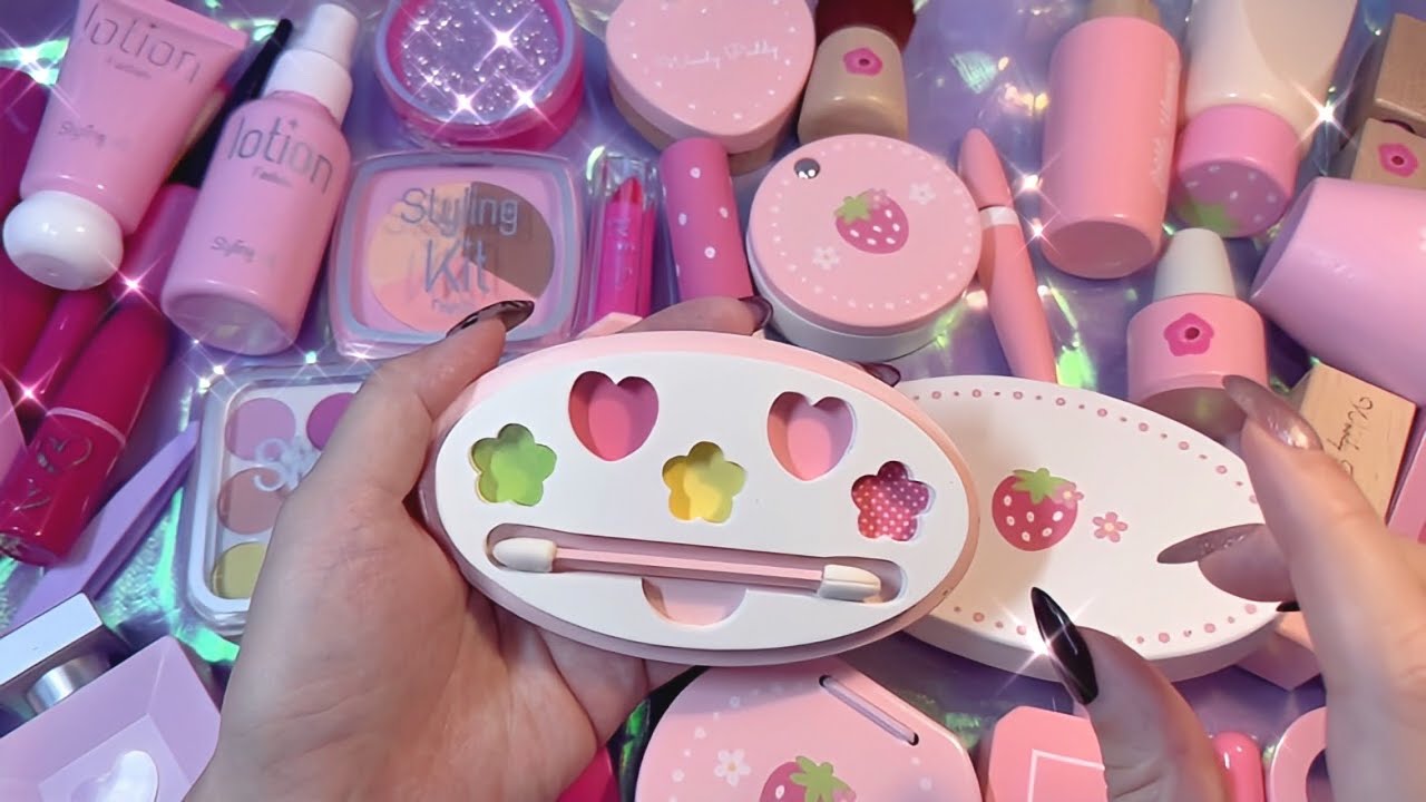 【ASMR】おもちゃコスメのカチャカチャ音🍓🩷Toy makeup asmr sound