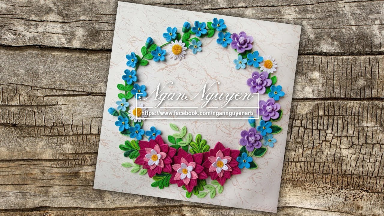Wreath Quilling Forget-Me-Not flowers - DIY