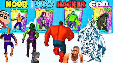 SHINCHAN and CHOP CRAFTING GOLD GODZILLA HULK KING KONG in MONSTER DRAFT | NOOB vs PRO vs HACKER