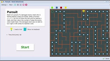 Karel the Robot in NCLab, Version 0.9 - Pursuit (Purple Belt 2 - Variables)