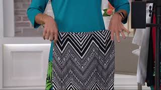 Susan Graver Printed Liquid Knit Maxi Skirt with Side Slit on QVC