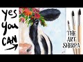 Floral Cow Beginners Learn to paint Acrylic Tutorial Step by Step