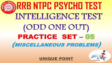 RRB NTPC INTELLIGENCE TEST (ODD ONE OUT) PRACTICE SET - 5 || RRB NTPC PSYCHO TEST