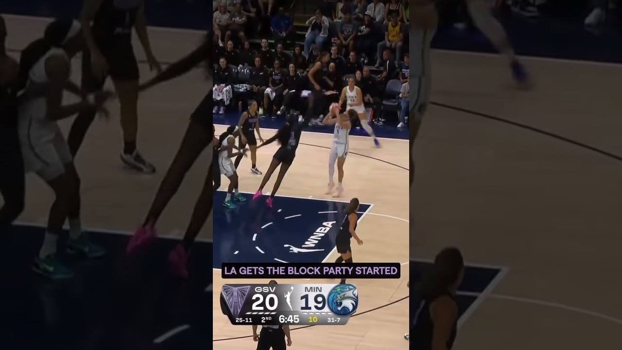 LA gets the Block party started 😱#goldenstatevalkyries #wnba #shorts