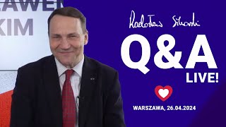 Radosław Sikorski | Q&A na żywo, 26.04.2024
