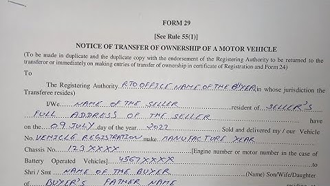 How to Fill Form 29 And 30 For Vehicle Transfer ?