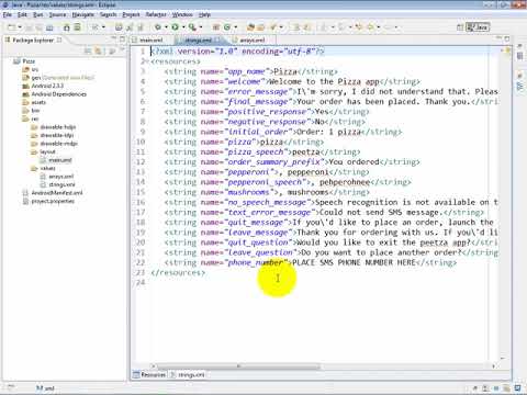 Lesson15 03 Reviewing the main xml, strings xml and arrays xml