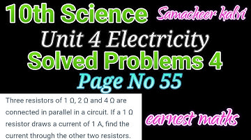 10th Science Solved Problems 4 Page No 55 Unit 4 Electricity Samacheer kalvi earnest maths
