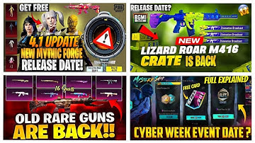 M416 LIZARD ROAR BACK😍4.1 UPDATE | CYBER WEEK COMING🤯4.1 BGMI/PUBGM LEAKS🔥|NEXT MYTHIC FORGE BGMI✅
