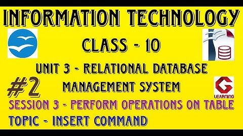 Insert command | Session 3 Perform operations on table | Unit 3 |Class 10| Information Technology IT