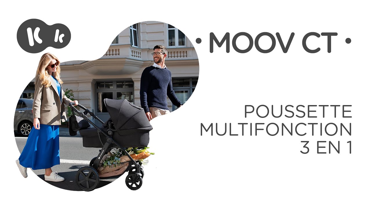 Poussette Kinderkraft Moov + Nacelle + Coque Auto Mink Pro - Grey
