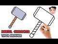 How to draw thors hammer  mjolnir  easy step by step drawing tutorial