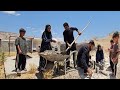 The daily life of Ali Saleh's nomadic family, from welding to making sand concrete