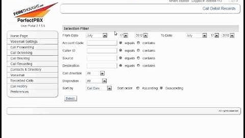 FORETHOUGHT.net User Portal - Call History & Preferences