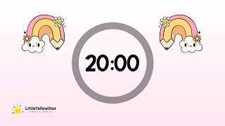 Pastel Rainbow School Lofi Timer – 20 Minutes Countdown Timer For Kids With Music | Classroom Timer
