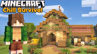 I Built a Cozy Barn for Our Farmland! - Minecraft Chill Survival Let's Play