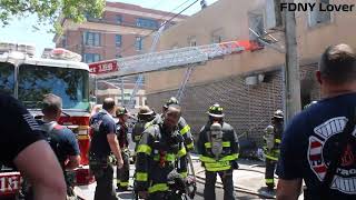 *3RD ALARM BOX 2818* Early Afternoon Fire Tears Through Dyker Heights Building | 4 Firefighters Hurt