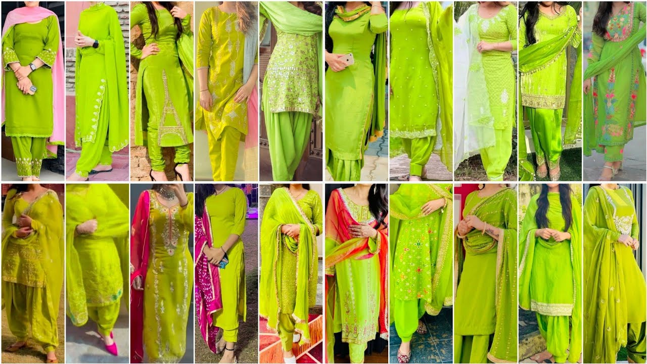 Most Viral Perrot Green Colour Punjabi Suit Design Ideas for Girls 2025