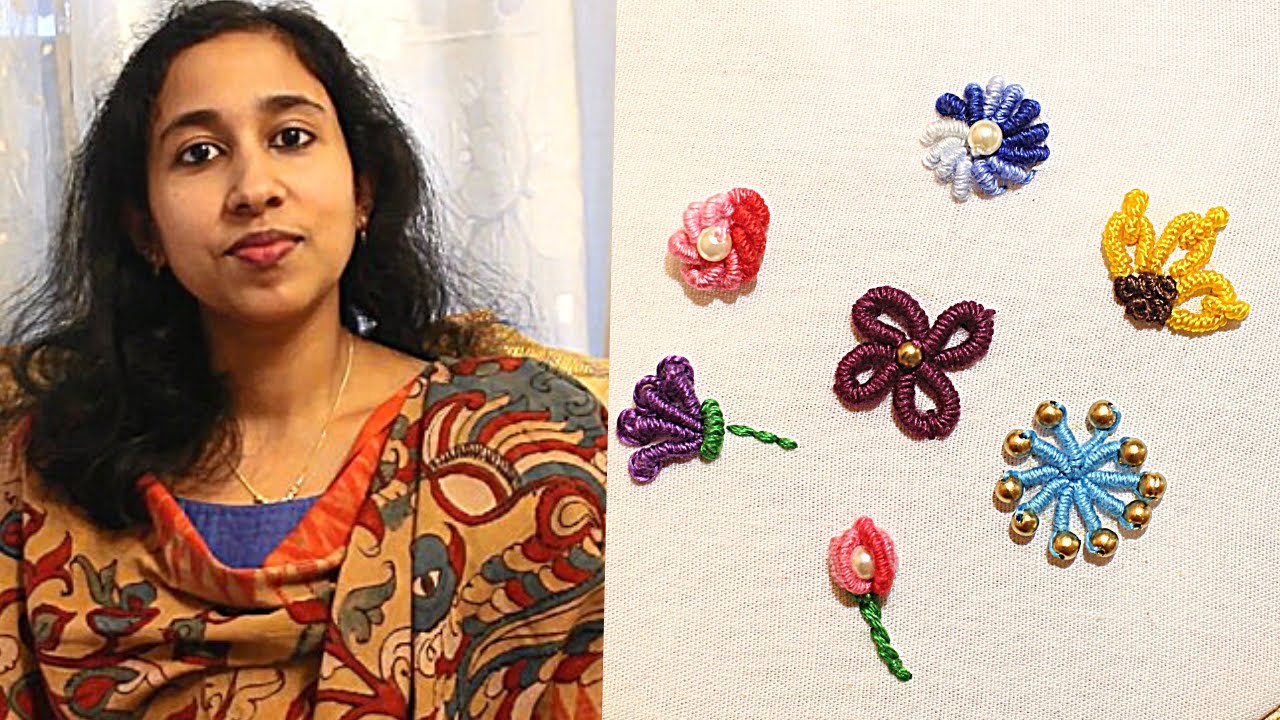 Hand Embroidery 7 Types of Bullion knot Part2 Malayalam YouTube