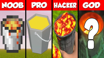 Minecraft Lava Bucket PIXEL ART CHALLENGE - NOOB vs PRO vs HACKER vs GOD