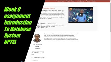 Introduction to Database Systems - Week 8  Assignment 8 | NPTEL 2021