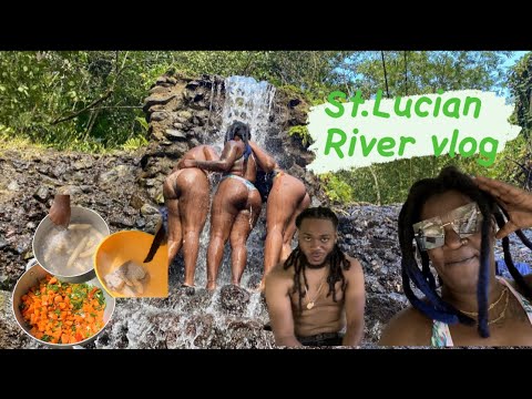 Out door cooking at the waterfall (river rock waterfall )st.lucia anse-la-raye