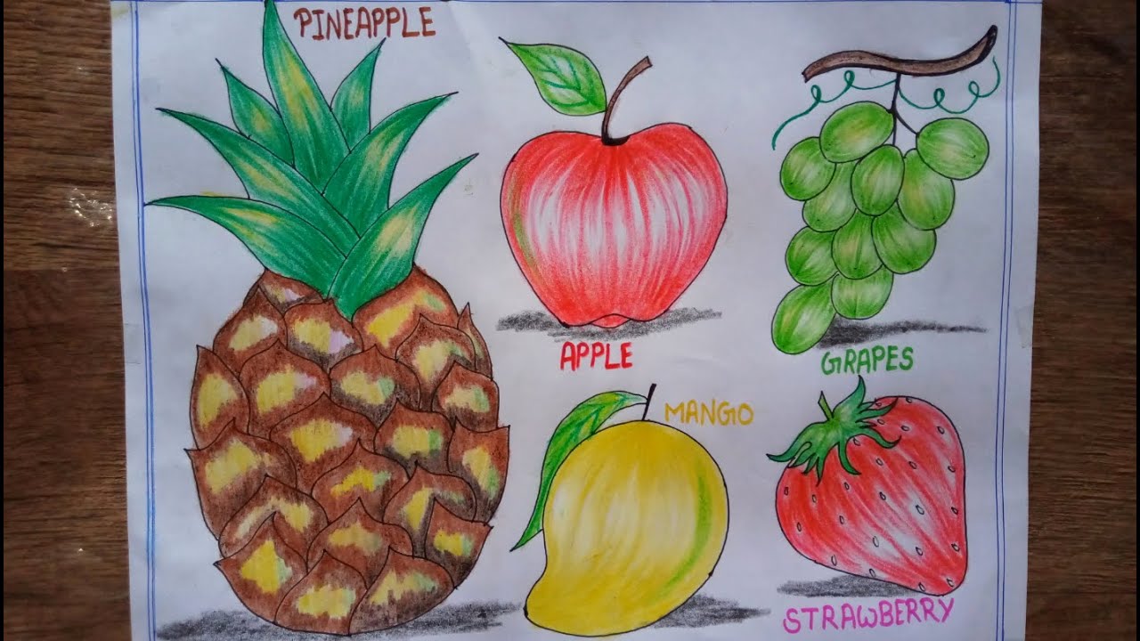 How To Draw A Five Fruits Drawing Step By Step For Beginner ...