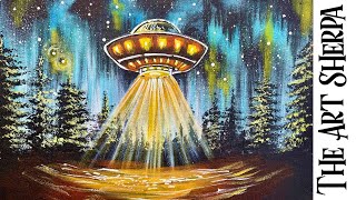 Alien UFO UAP 🌟🎨 EASY How to paint acrylics for beginners: Paint Night at Home