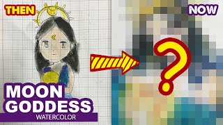 How to draw Moon Goddess | Then and Now l Huta chan