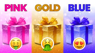 Choose Your Gift!  Pink, Gold or Blue ⭐ How Lucky Are You?  Quiz Time