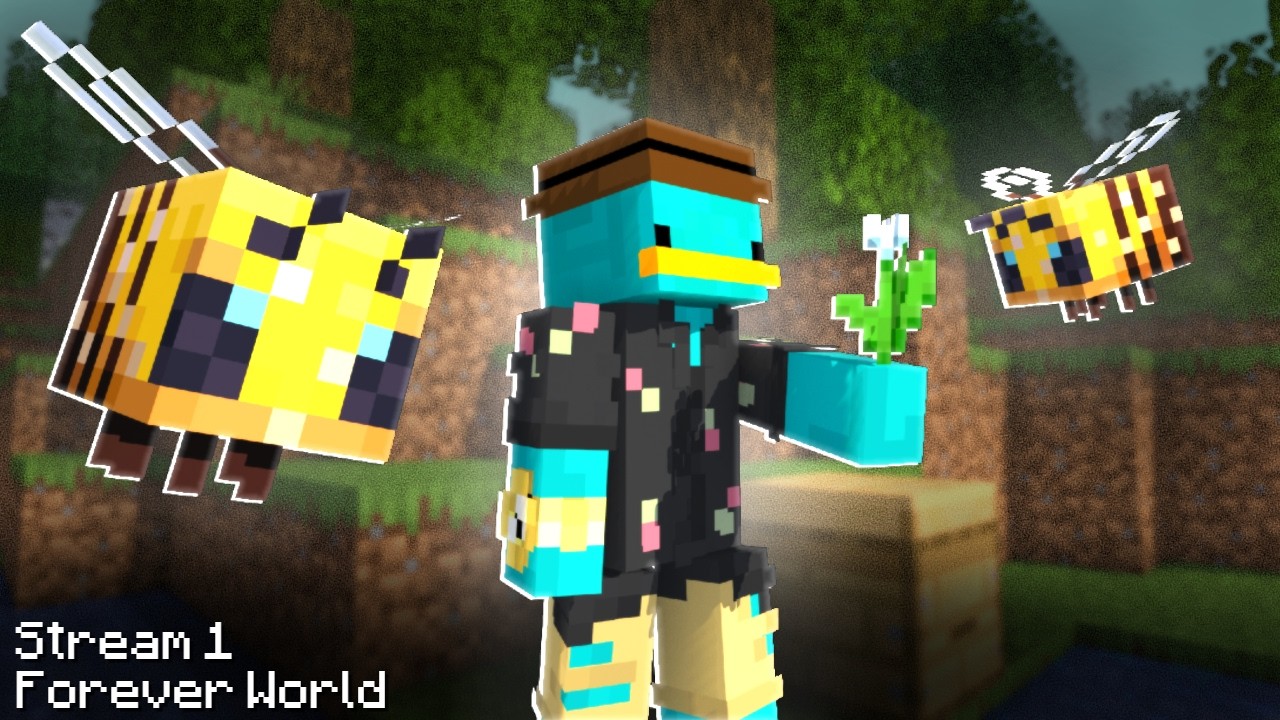 I Built a Bee Farm in Minecraft Forever World 🐝 | LIVE