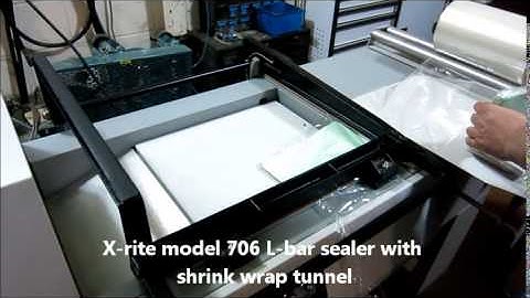 X rite model 706 L bar sealer with shrink wrap tunnel