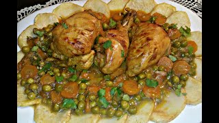 طاجين الجلبانة و الدجاج بنين ( اطباق رمضانية 🌙)