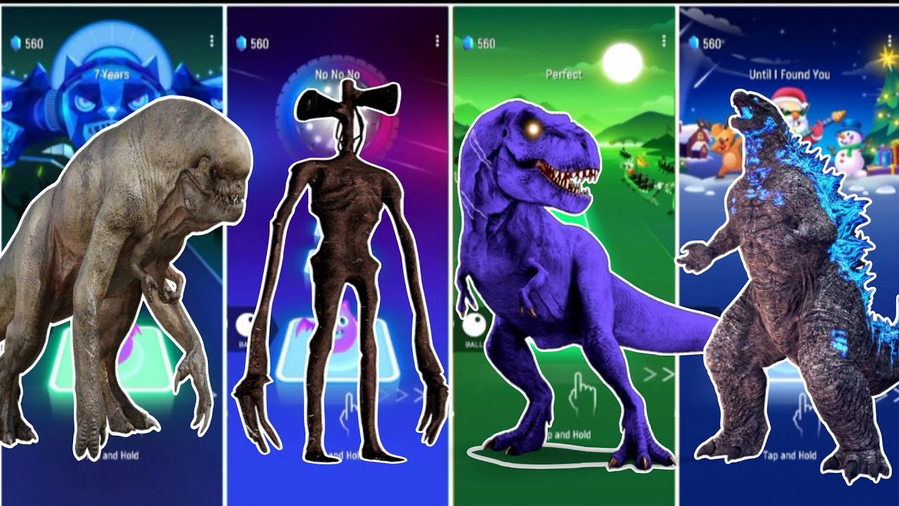 Jurassic World Rebith 🆚 Siren Head 🆚 Tyranasaurus 🆚 Godzilla || Coffin Dance Song Tiles Hop Edm Rush