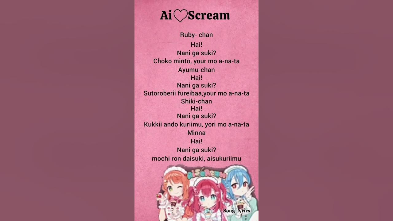 AiScream! - Ai♡Scream (Lyrics) #lyrics #music #aiscream #ruby #ayumu #shiki #trending #shorts AiScream! - Ai♡Scream (Lyrics) #lyrics #music #aiscream #ruby #ayumu #shiki #trending #shorts