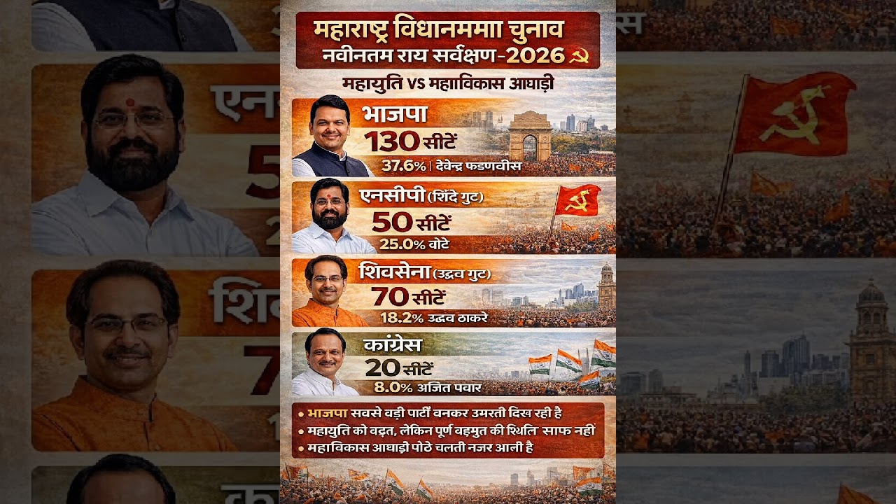 😱Maharashtra Election 2026 Opinion Poll: BJP 130+? Mahayuti vs MVA Shocking Results🗳️