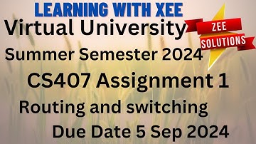 CS407 Routing and switching  Assignment 1 Summer 2024 Virtual University of Pakistan