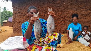 African  Traditional   village  way of Cooking coconut  creamed  Fish\/African village life