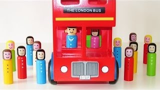 Double Decker London Bus Wooden Toy Educational Video Learn Colors 3D Geometrical Shapes
