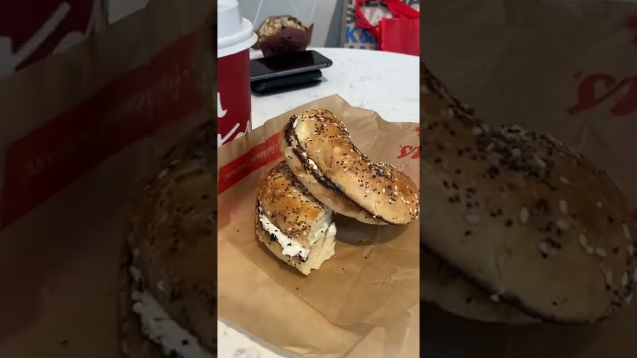 Everything Bagel with Plain Cream cheese and Tim Horton’s Coffee