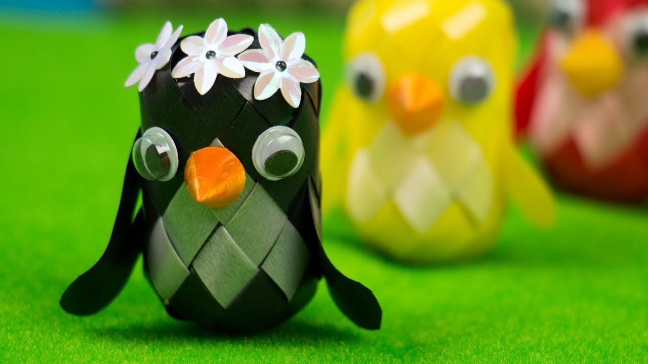 DIY ribbon penguin - How to Make Easy ribbon penguin | วิธีพับเหรียญโปรยทานนกเพนกวิน