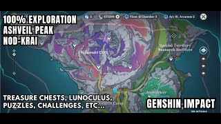 [Genshin Impact Exploration] 100% Area Completion - Ashveil Peak, Nod-Krai - Chests Puzzles Mora