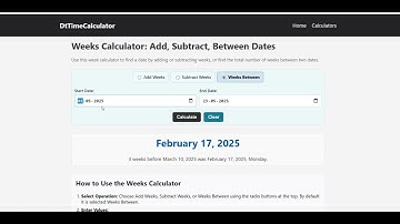 Weeks Calculator   Add or Subtract Weeks, Between Dates